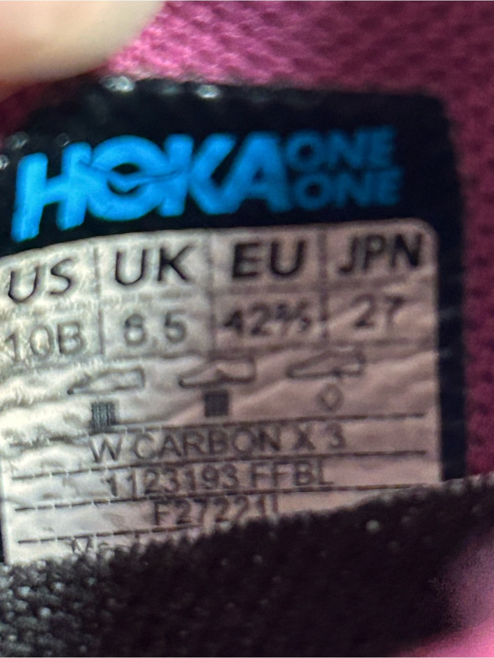 Hoka Womens Carbon X 3 one one Running Shoes Purple, Fuchsia, Black, Size 10 B - Picture 4 of 12